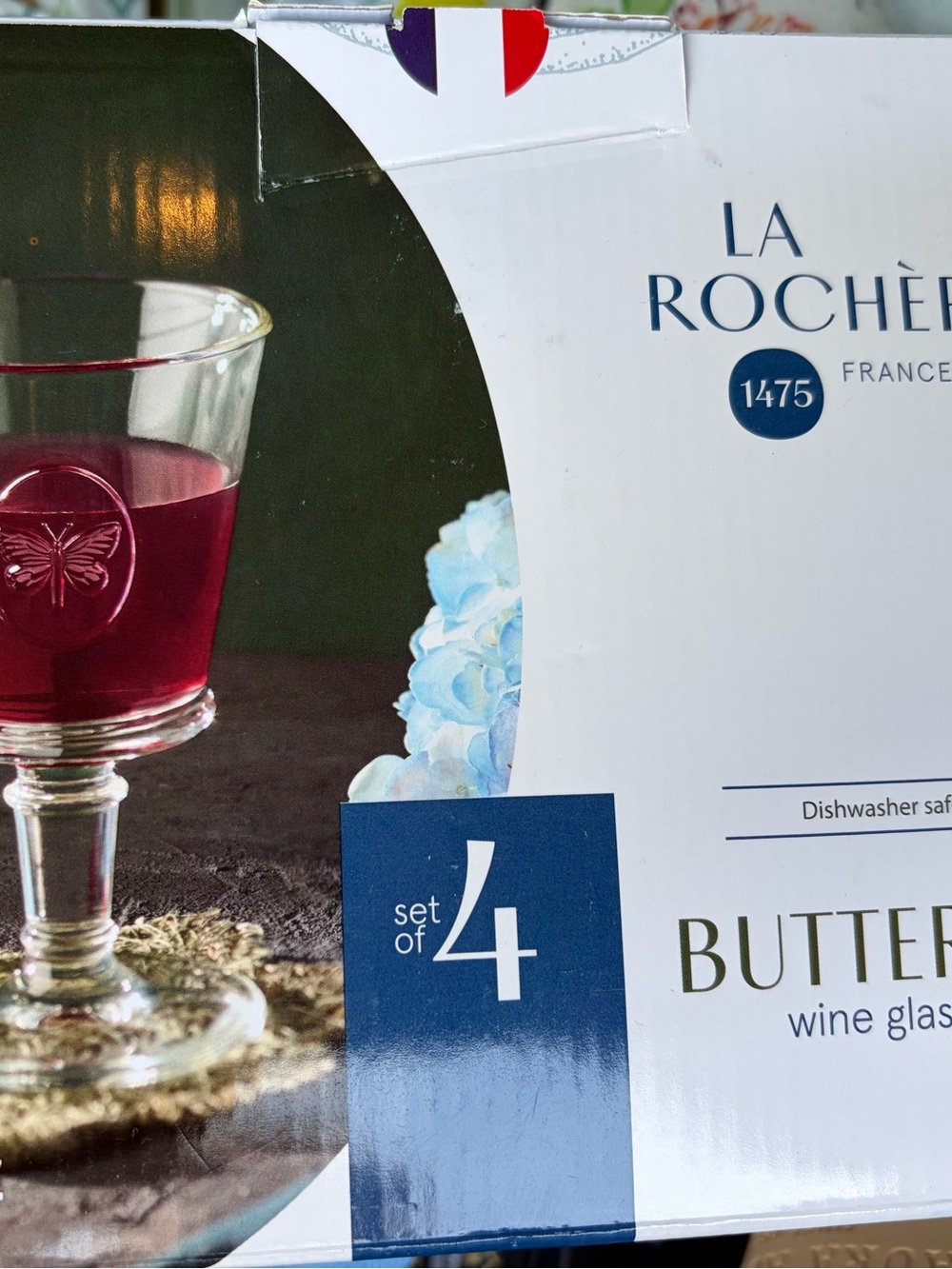 Butterly Red Wine Glasses - Set of 4